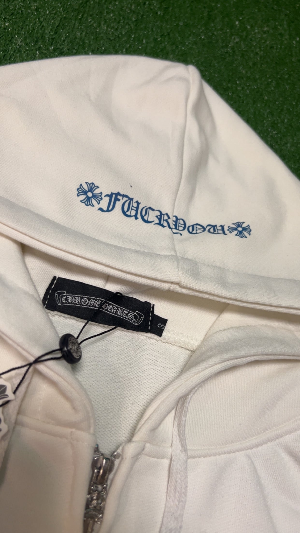 White & Blue Chrome Zip-Up