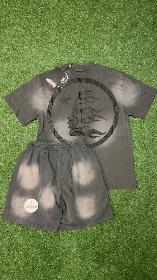 Gray & Green Hellstar Set (Shorts + T-Shirt)