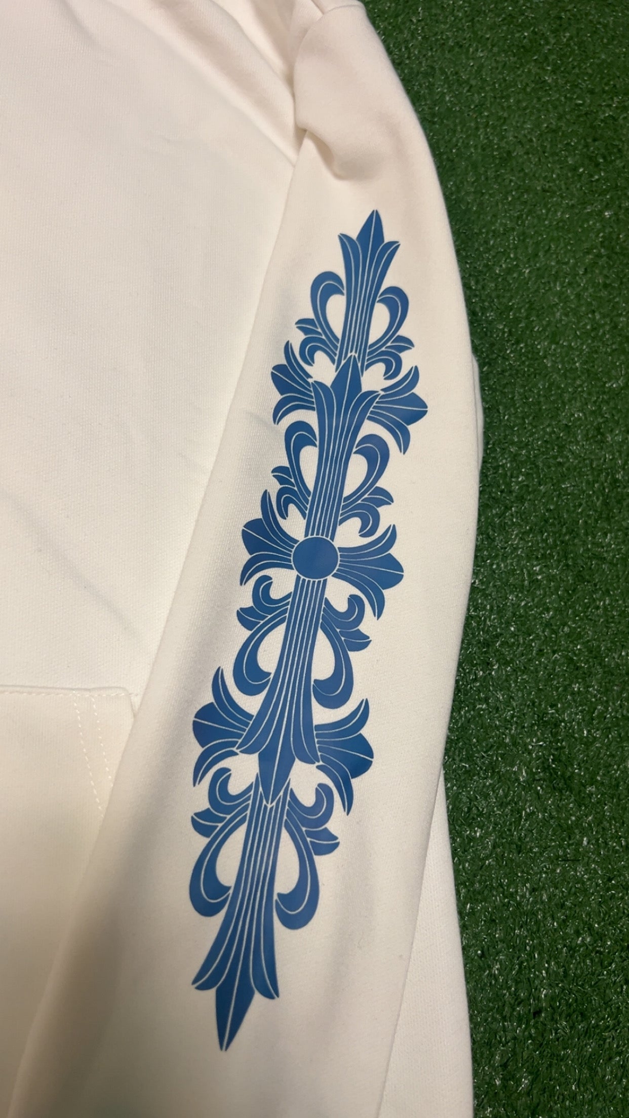 White & Blue Chrome Zip-Up