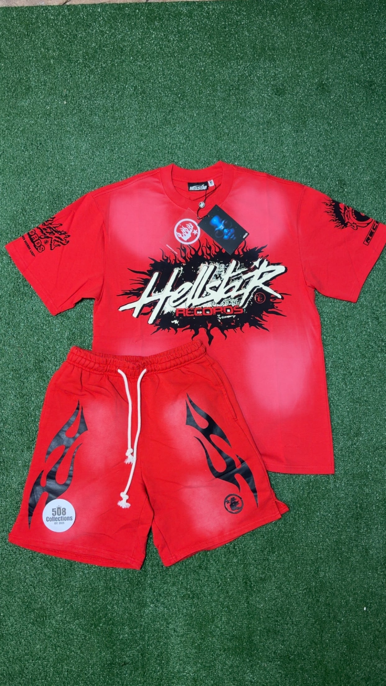 Red & Black Hellstar Set (Shorts + T-Shirt)
