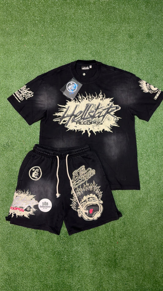 Black & White Hellstar Set (Shorts + T-Shirt)