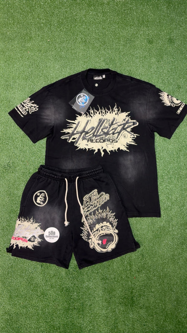Black & White Hellstar Set (Shorts + T-Shirt)